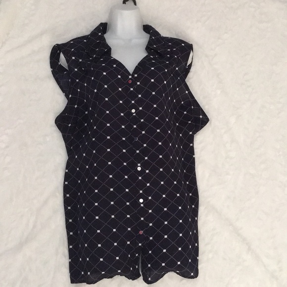 Dress Barn Tops - Dress barn blouse blue white off white size 3X